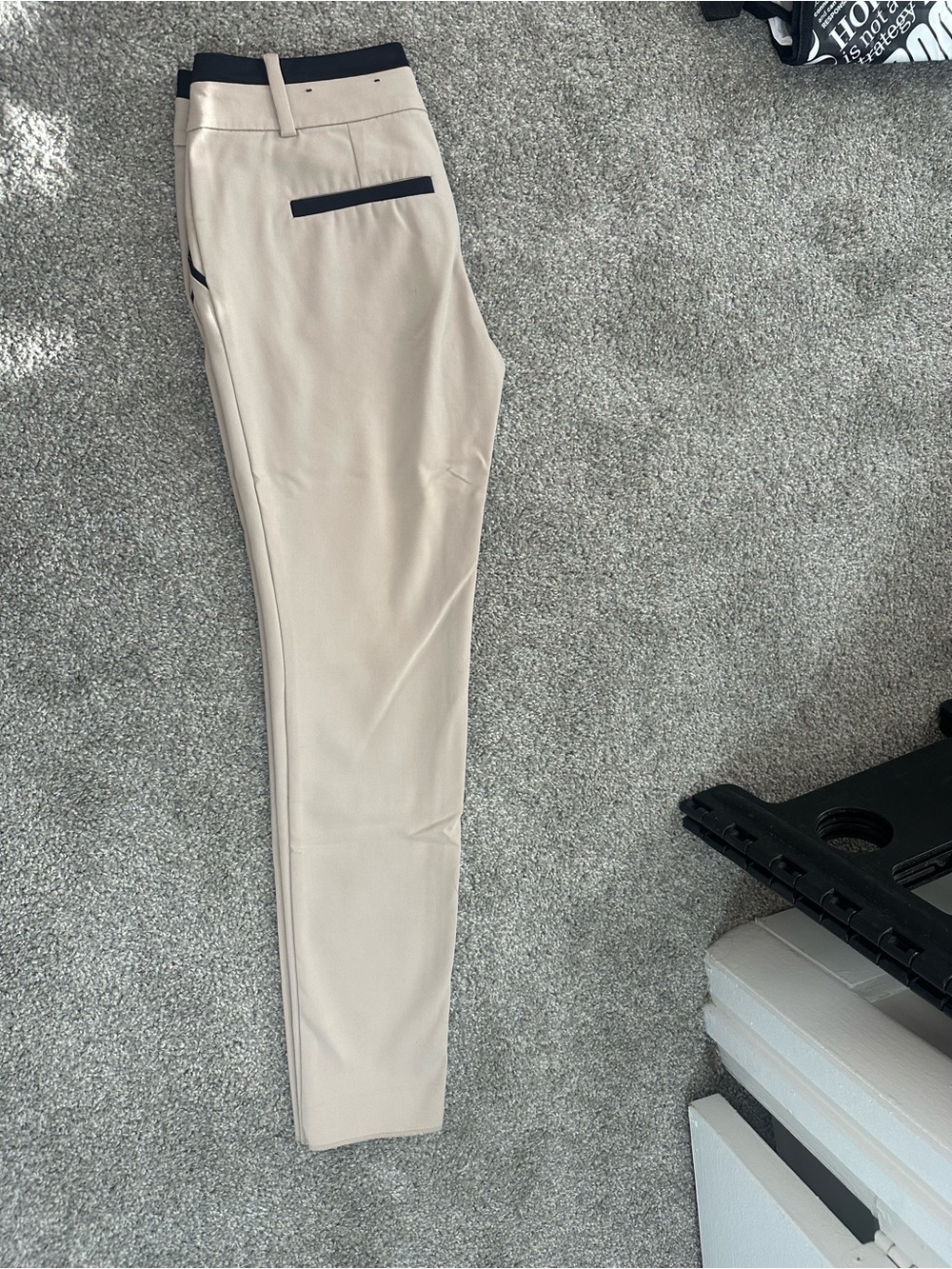 Ann Taylor Beige with Black Trim Petite Women's Dress Trousers